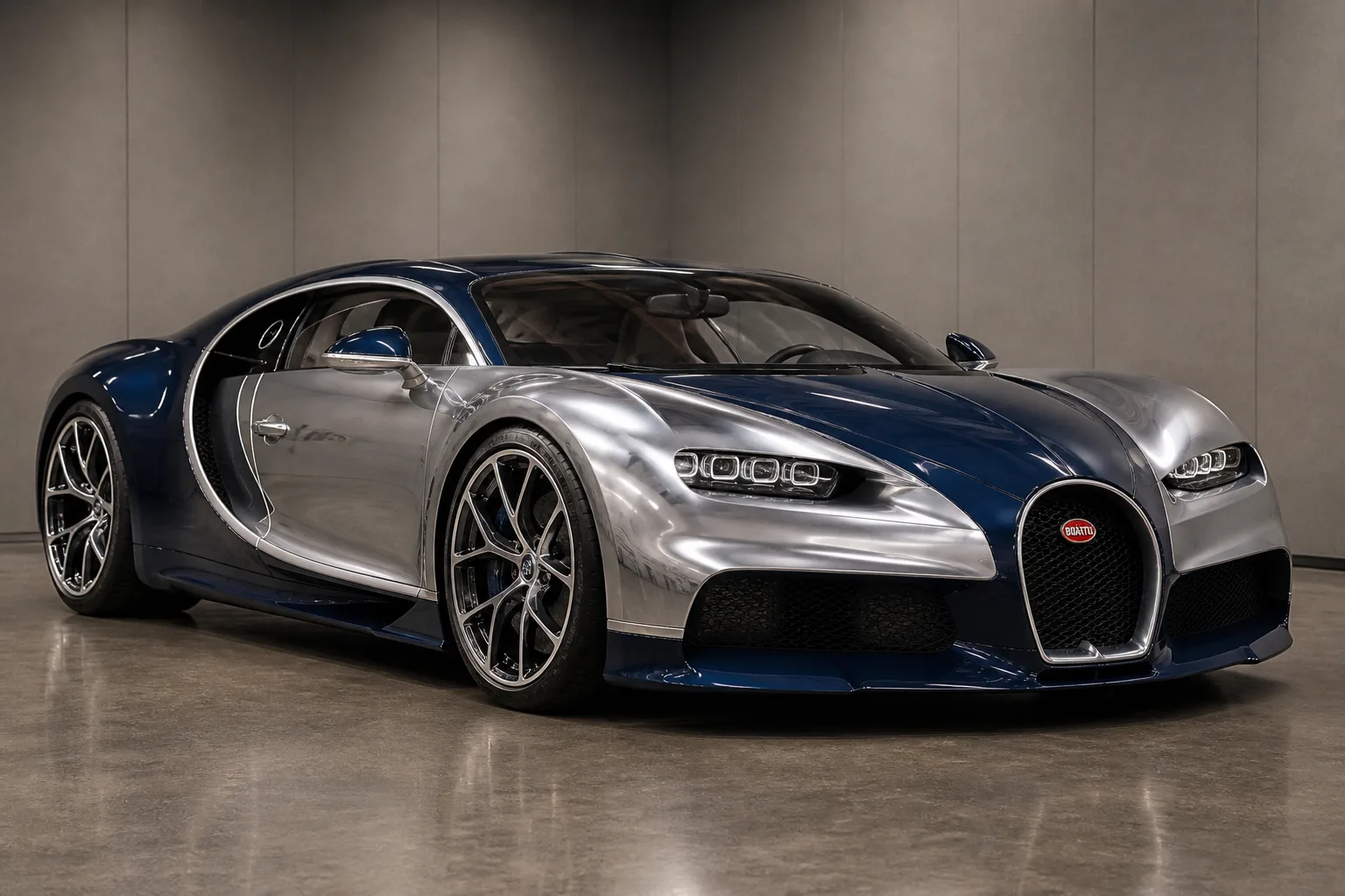 A Bugatti in a vehicle inspection bay