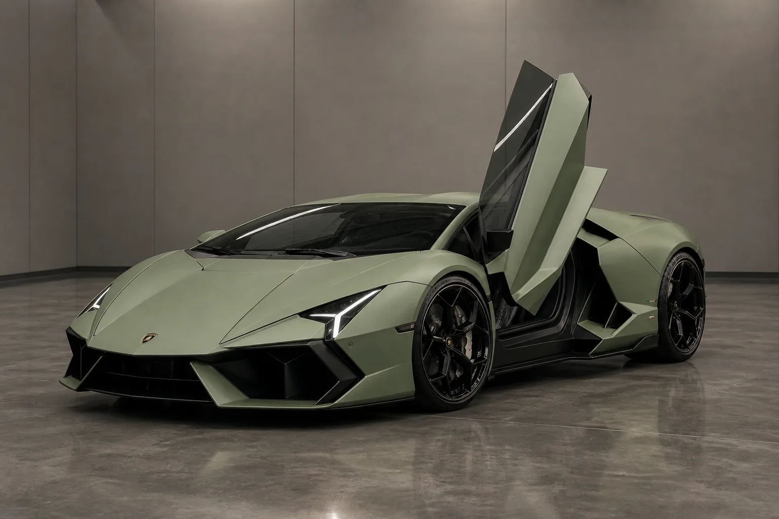 A Lamborghini in a vehicle inspection bay