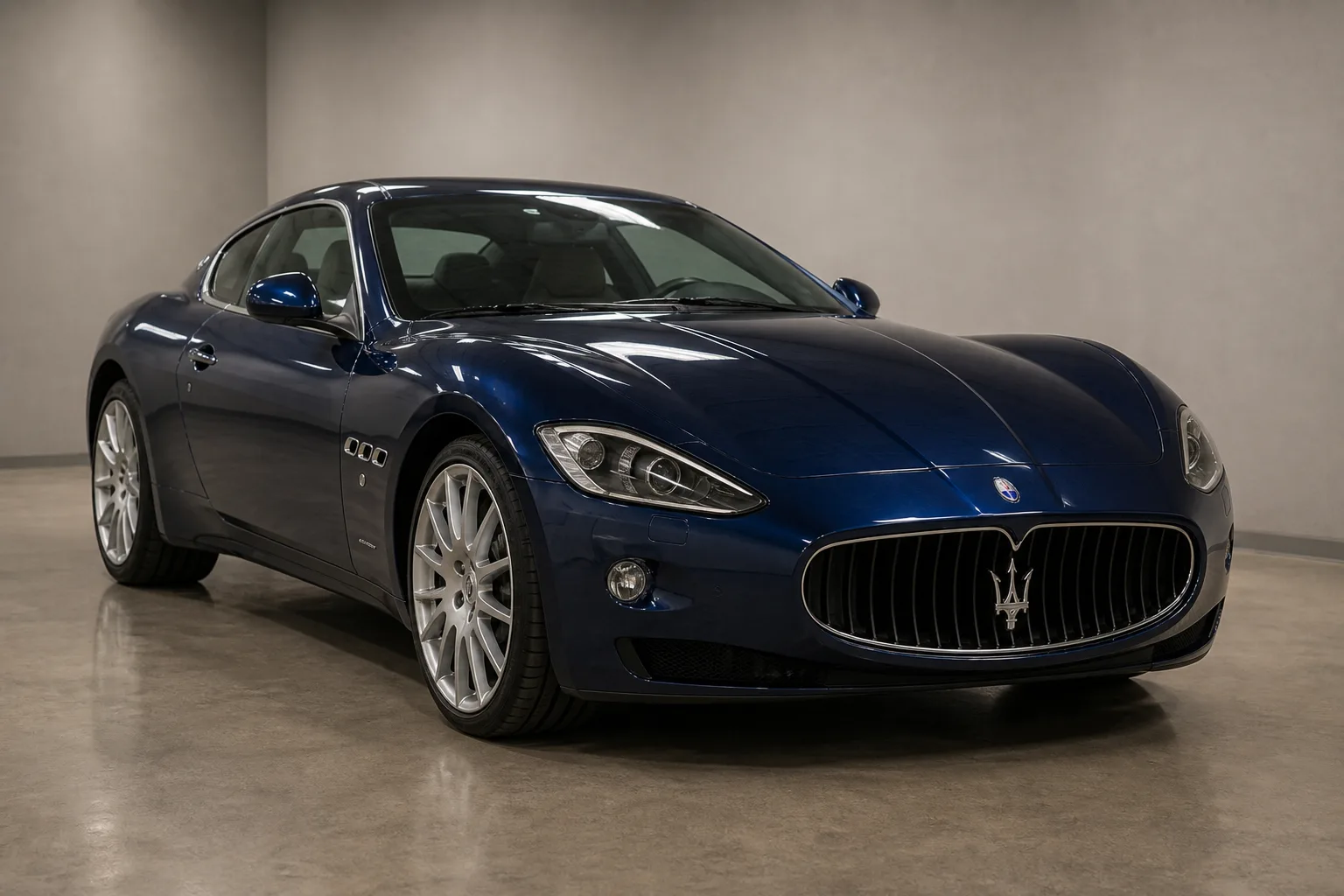 A Maserati in a vehicle inspection bay
