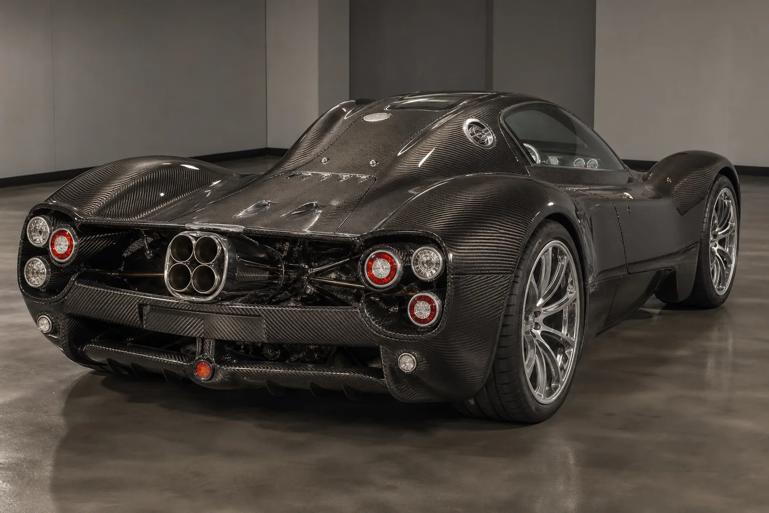 A Pagani in a vehicle inspection bay