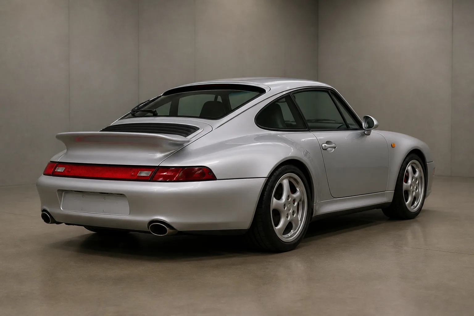 A Porsche in a vehicle inspection bay